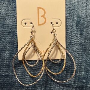 Chic Silver and Gold Teardrop Earrings